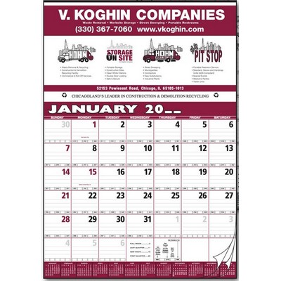 Contractor/Production Scheduling 12 Sheet Calendar