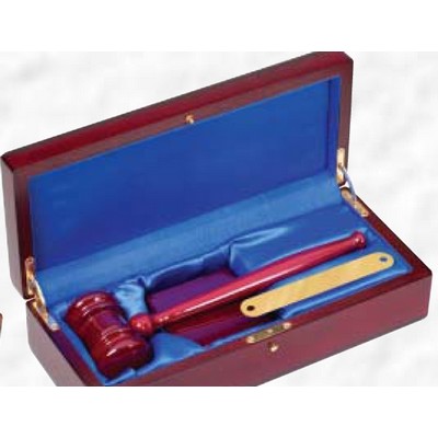 10" Rosewood Piano Finish Gavel Set w/ Presentation Case