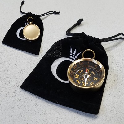 Brass Compass w/ Velveteen Pouch