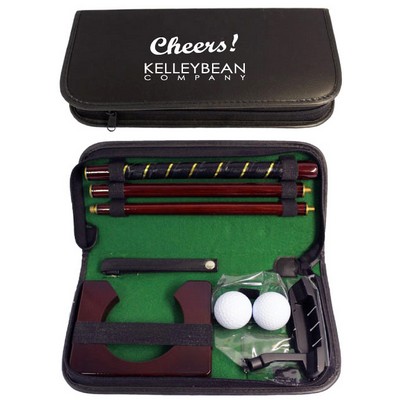 Golf Putter Set Game in Black Leather Case