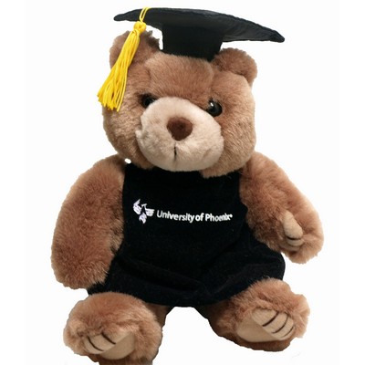 8" Graduation Bear Stuffed Animal w/One Color Imprint