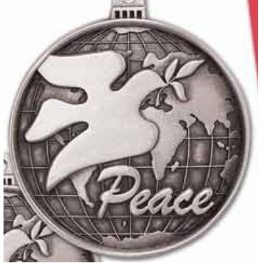 Full Size Stock Design World Peace Dove Pewter Ornament