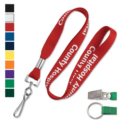 Quick Ship 5/8" Flat-Ribbed Polyester Custom Silkscreen Lanyards