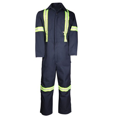 Deluxe Work Coverall w/Reflective Tape & Leg Zipper