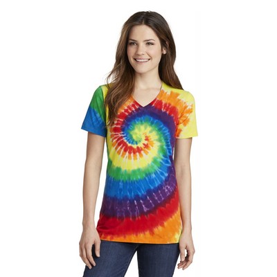 Port & Company® Ladies' Tie-Dye V-Neck Tee