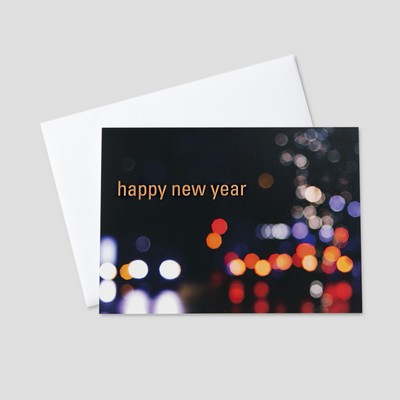 Lights at Night New Year Greeting Card