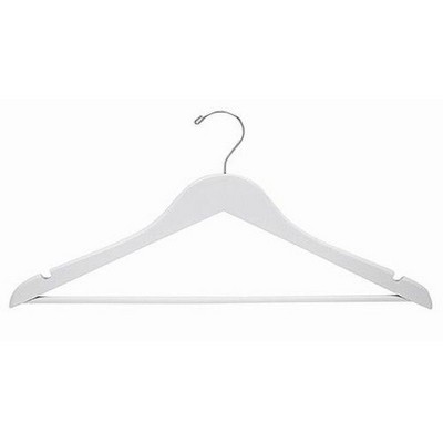 White Wood Suit Hanger w/Bar