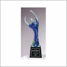 Blue Celebration Art Glass Award 11"H