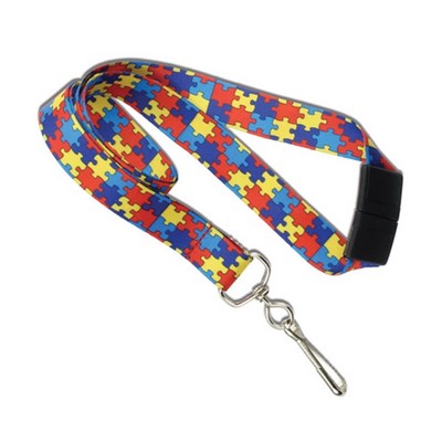 5/8" Autism Awareness Lanyards - Crayola Colors