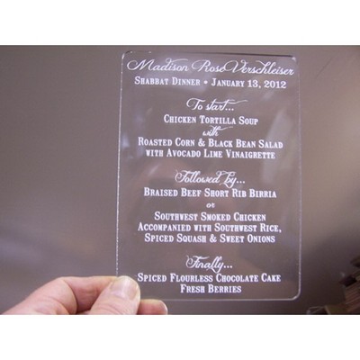 4.5" x 6" - Clear Acrylic Menu