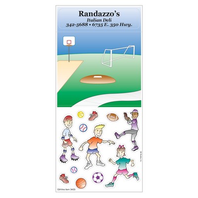 Children's Peel N Play Sticker | 3 1/4" x 7" Sheet | Children's Sport Scene