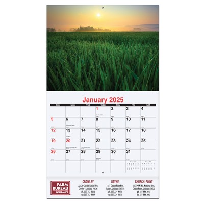 Agriculture Monthly Wall Calendar w/Staples (10 5/8"x18¼")