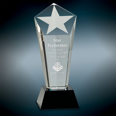 Small Crystal Frosted Star Column Award