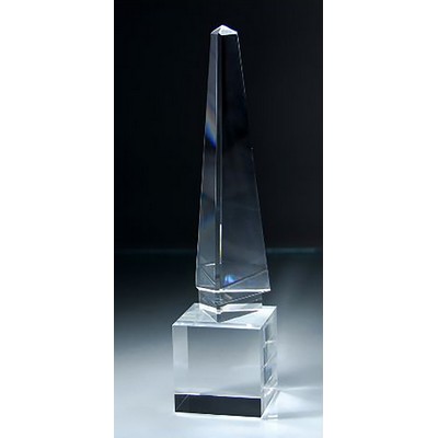 Crystal Pyramid Award on Clear Block Crystal Base (2-3/4"x12"H)