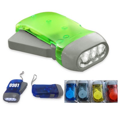 Hand Pressing LED Flashlight Torch W/Translucent Case