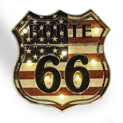 Route 66 LED lit metal wall décor