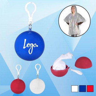 PPE Disposable Raincoat Poncho Ball with KeyChain