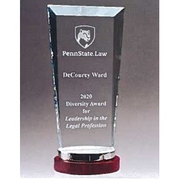 Premium Series Glass Award w/Rosewood & Aluminum Base (4.25"x 8.125")