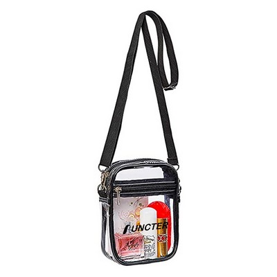 Women's PVC Transparent Shoulder Bag Clear Bag Crossbody Bag W/Strap Stadium Approved Bag(Size S)