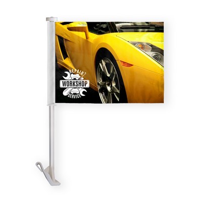 Custom Digital Car Flag, 19" stiff pole - 10.5" x 15"