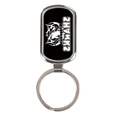 1 1/8" x 1 7/8" Black Laserable Rectangle Keychain