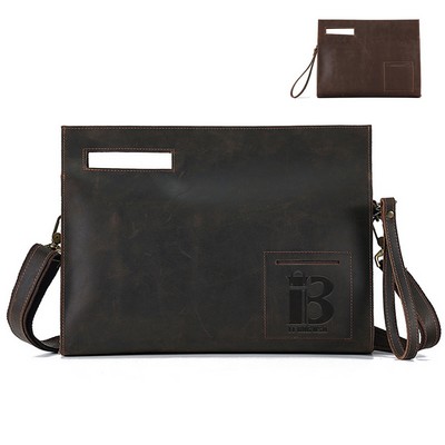 Vintage Wash Genuine Leather Crossbody Messenger Bag for Men