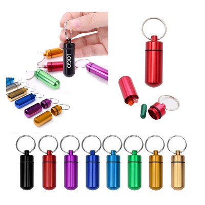 Aluminum Pill Bottle w/Keychain