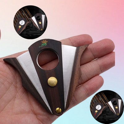 Wood Stainless Steel Cigar Cutter with Lock System