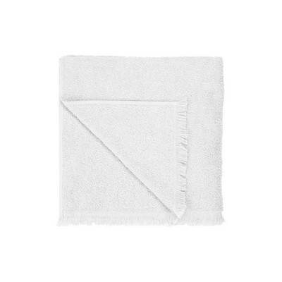 blomus Frino White Fringed Organic Cotton Terry Bath Towel