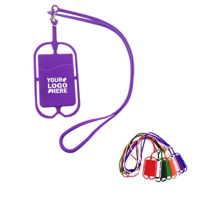 Silicone Cell Phone Wallent Lanyard With Card Pocket