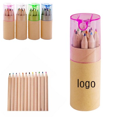 12 Colored Pencil Set With Sharpener-1.4"D X 4"H