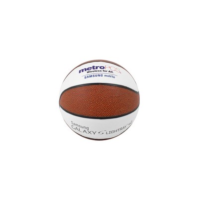 Mini Autograph Basketball w/ Alternating White/Brown Panels (5" dia)