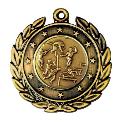 Stock Star Wreath 2" Medal- Track & Field Male