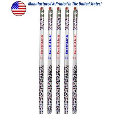 Union Printed - USA Made Stars Galore Segment Design Pencils with 1-Color Logo