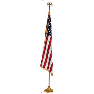 9' Gold Aluminum Pole Deluxe Indoor Display Set w/Nylon Flag (4'x6')