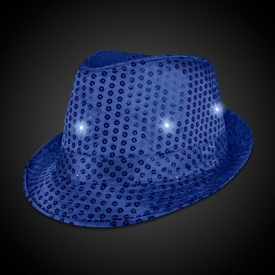 Blue Sequin Light Up Fedora Hat