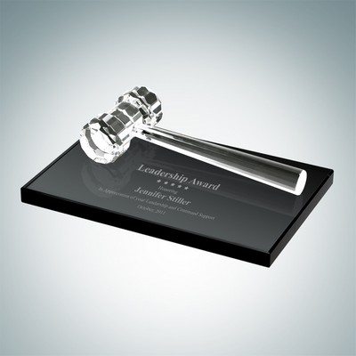 Gavel Optical Crystal Award Plaque