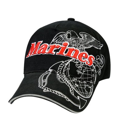 Black Marines Deluxe Low Profile Insignia Cap w/Marine Logo