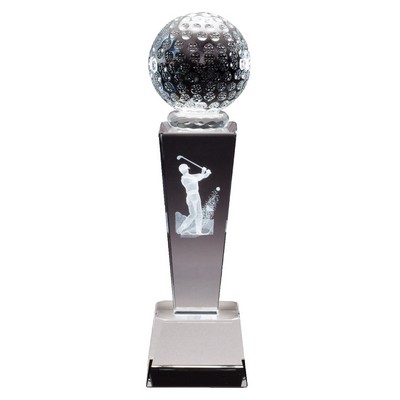 Golf Ball Obelisk with 3-D Lasered Male Golfer ( 2.5" x 8.75)