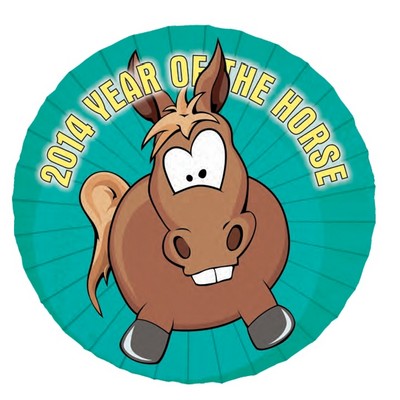 2014 Year of the Horse Round Maxi-Magnet w/ Button Magnet (3 Square Inch)