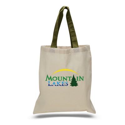 Tote with Army Green Colored Handles (Printed)