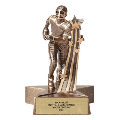 6½" Resin Football Trophy w/Football Player & Shooting Star