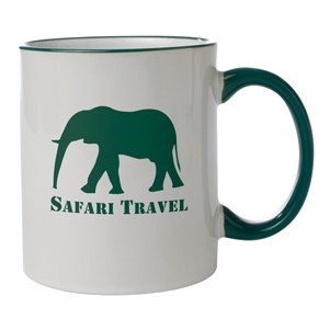 12 Oz. Color Trim C-Handle Mug (White/Green Trim)