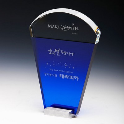 Blue Crystal Fan Award 8 1/4"H