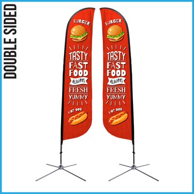 16.5' Feather Flag - Double Sided w/Chrome X Base (X-Large) - Made in the USA