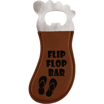 Foot Shaped Bottle Opener with Magnet, Dark Brown Faux Leather