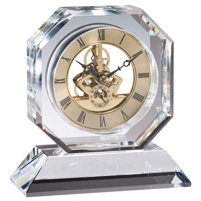 Octagon Crystal Clock w/Skeleton Movement