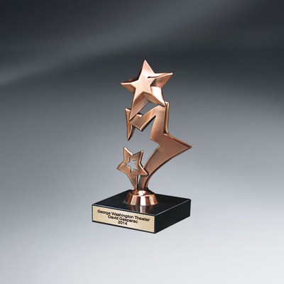 Bronze Cascade Metal Stars on Genuine Italian Marble Base - Small