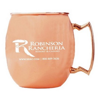 14 Oz. Mirror Polished Copper Plated Stainless Steel Moscow Mule Mug w/ Gold Plated Handle