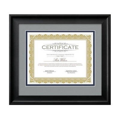 Fleetwood Certificate Frame - Black/Teal Grey 8½"x11"